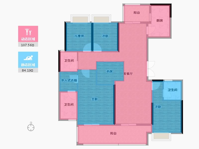 湖北省-宜昌市-宜昌中心紫宸府-173.60-户型库-动静分区