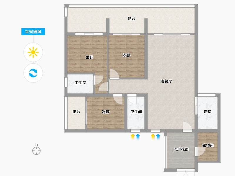 贵州省-六盘水市-桃源居-116.00-户型库-采光通风