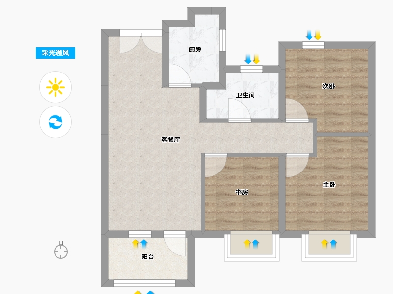 河北省-保定市-中冶未来城-62.43-户型库-采光通风