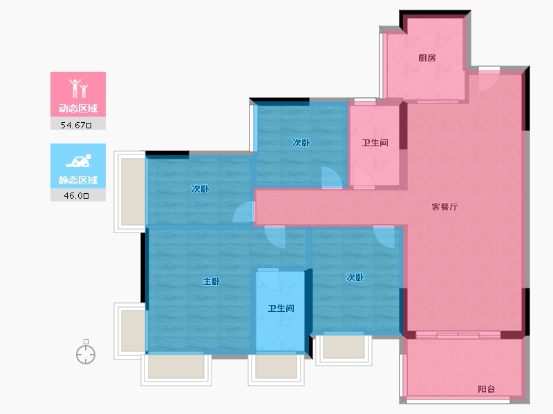 广东省-东莞市-水岸·君悦东方-90.40-户型库-动静分区