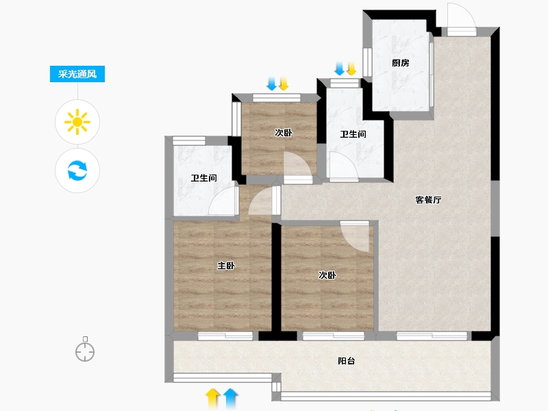 浙江省-温州市-昌茂苑-67.00-户型库-采光通风