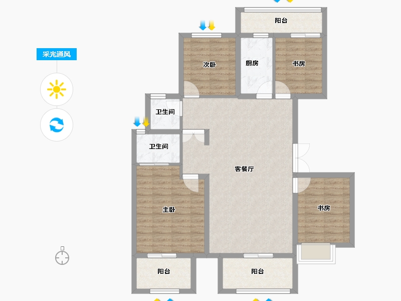 山东省-济南市-昌建·君悦府-103.98-户型库-采光通风