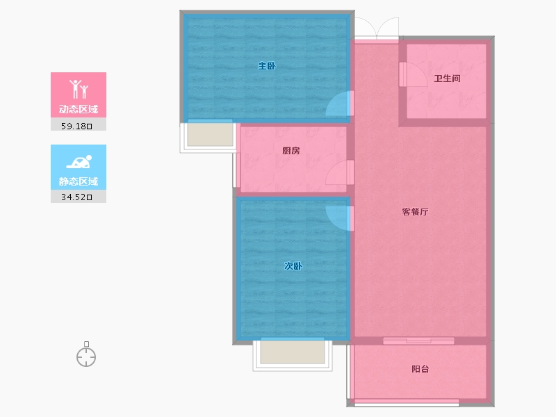 陕西省-咸阳市-秦建·东城丽景-84.06-户型库-动静分区