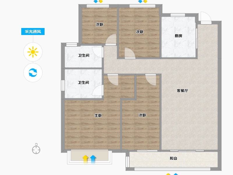 安徽省-蚌埠市-阳光城·麓山悦-106.00-户型库-采光通风