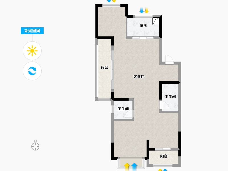 浙江省-金华市-江稠府-84.00-户型库-采光通风