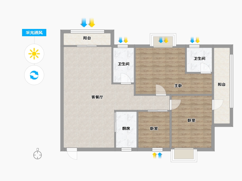 福建省-福州市-光明港苑-100.08-户型库-采光通风