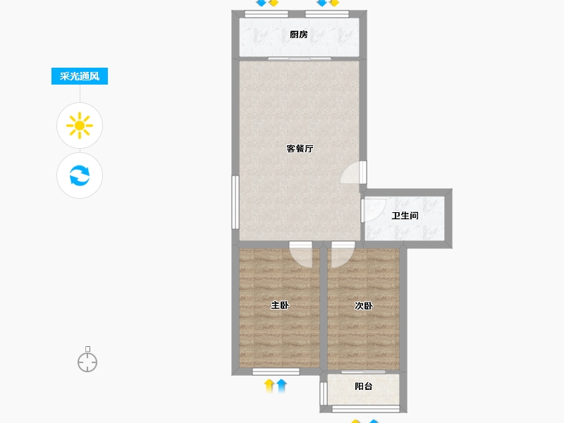 辽宁省-大连市-长春花园-60.03-户型库-采光通风