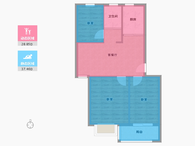 江苏省-南京市-仙居雅苑-59.87-户型库-动静分区