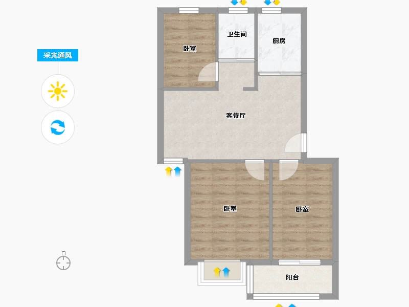 江苏省-南京市-仙居雅苑-59.87-户型库-采光通风