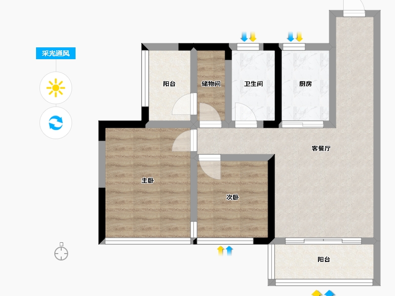 四川省-宜宾市-锦悦府-65.00-户型库-采光通风