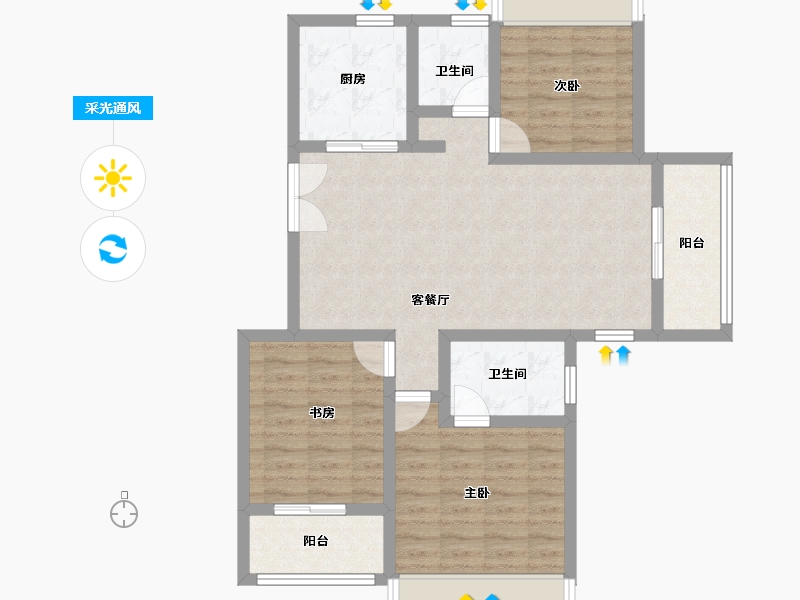 浙江省-杭州市-耦贤里-85.31-户型库-采光通风