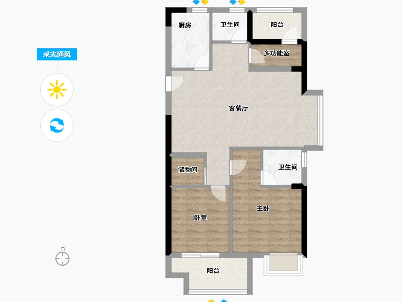 浙江省-宁波市-荣安·秋和月明-71.20-户型库-采光通风