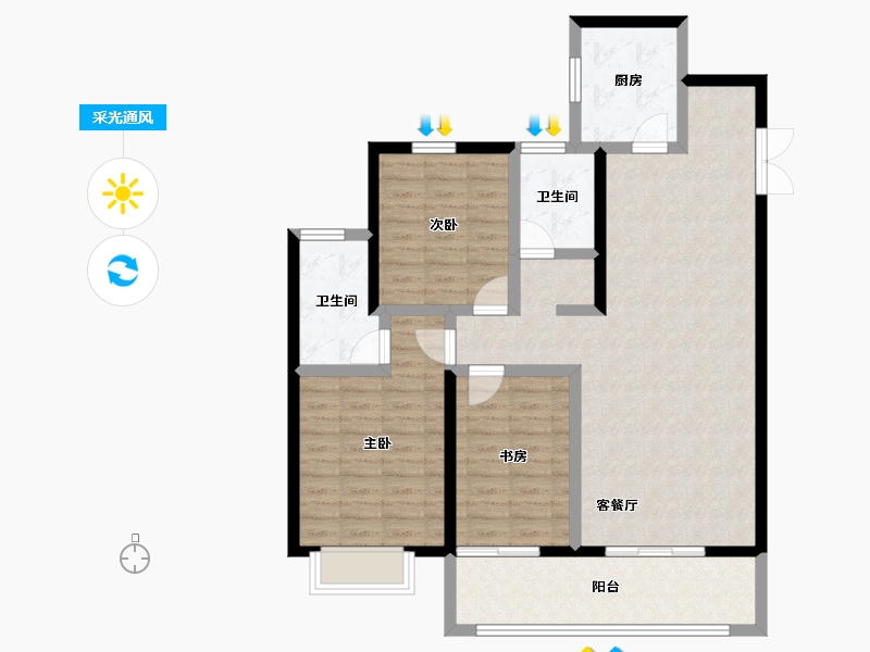 河北省-石家庄市-东胜紫御康城-102.31-户型库-采光通风