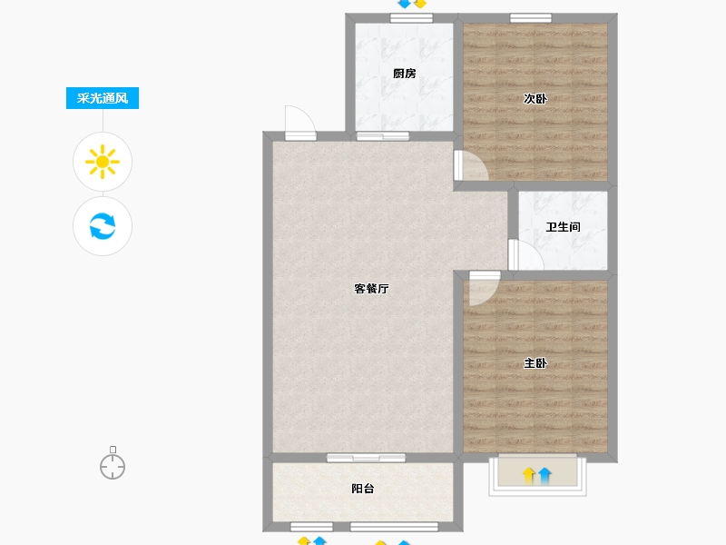 河北省-张家口市-诚品幸福城-90.77-户型库-采光通风