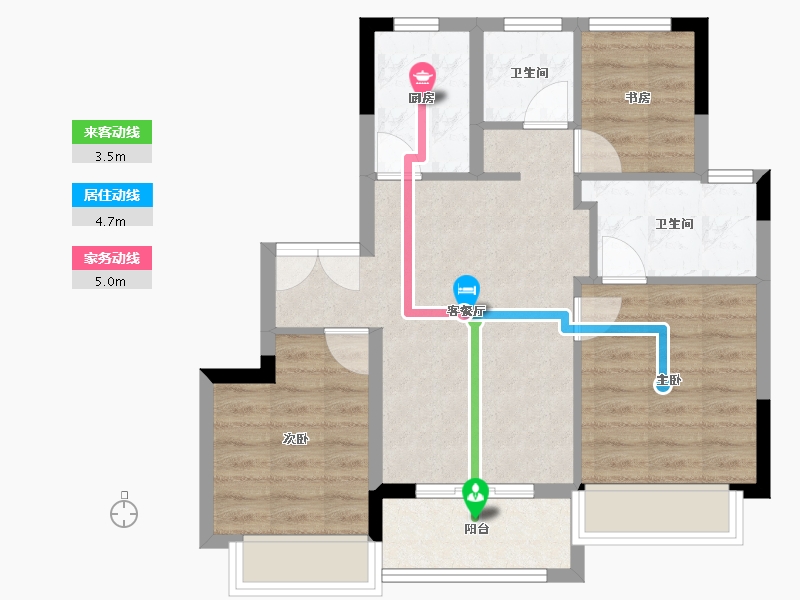 浙江省-嘉兴市-蓝城锦月园-65.60-户型库-动静线