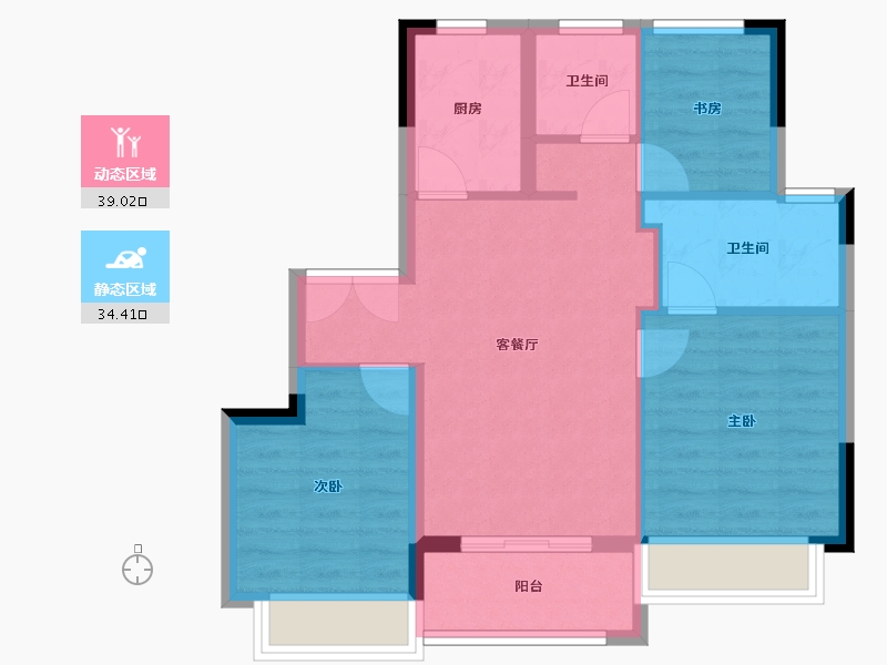 浙江省-嘉兴市-蓝城锦月园-65.60-户型库-动静分区