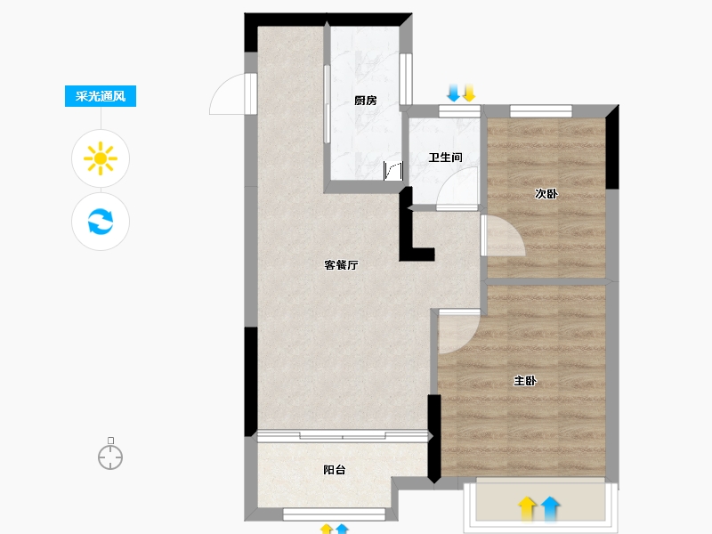 浙江省-嘉兴市-云上璟园-49.64-户型库-采光通风