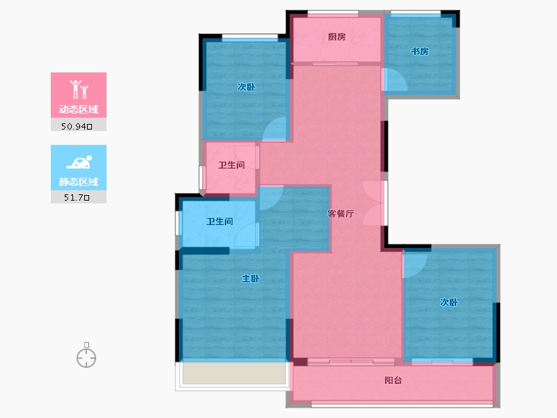 浙江省-嘉兴市-蓝城锦月园-91.90-户型库-动静分区