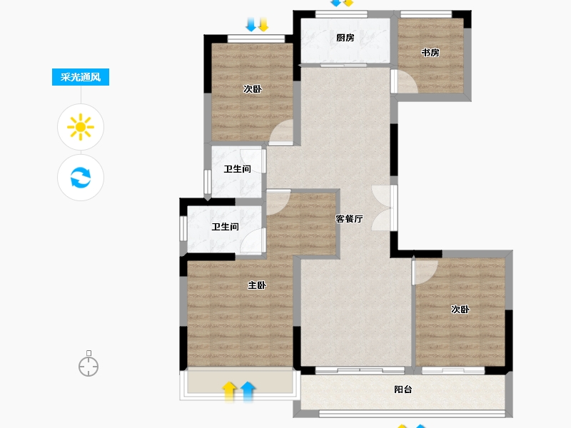 浙江省-嘉兴市-蓝城锦月园-91.90-户型库-采光通风