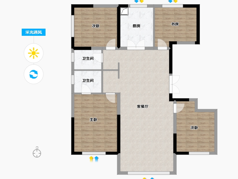 山东省-潍坊市-圣菲漫步-北区-118.07-户型库-采光通风