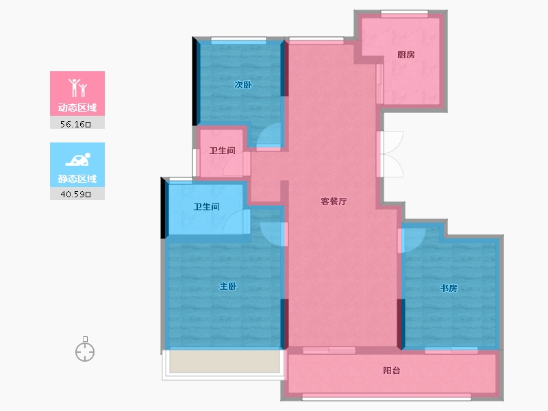 浙江省-杭州市-耦贤里-85.33-户型库-动静分区