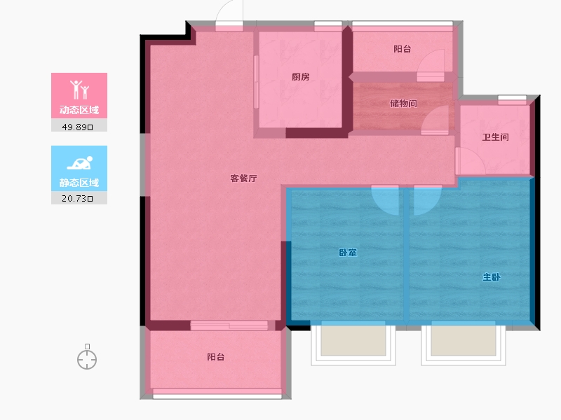 浙江省-宁波市-荣安·秋和月明-62.40-户型库-动静分区