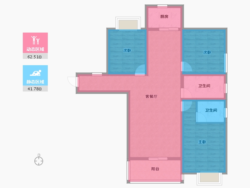 湖北省-十堰市-汉江领誉-92.39-户型库-动静分区