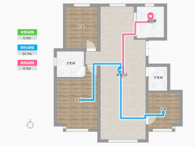 内蒙古自治区-鄂尔多斯市-东方斓郡-85.00-户型库-动静线