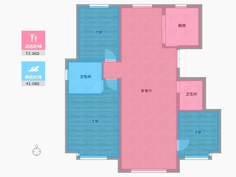 内蒙古自治区-鄂尔多斯市-东方斓郡-85.00-户型库-动静分区