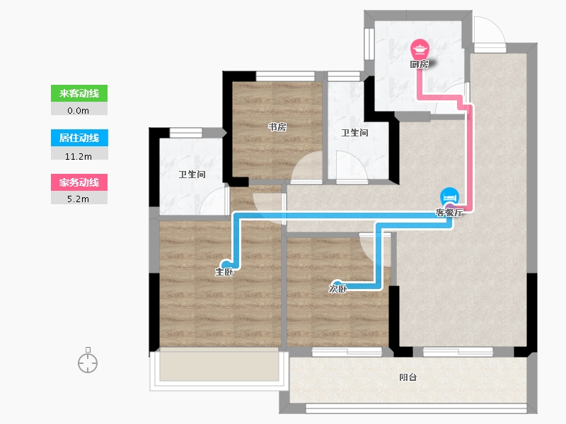 浙江省-嘉兴市-蓝城锦月园-65.74-户型库-动静线