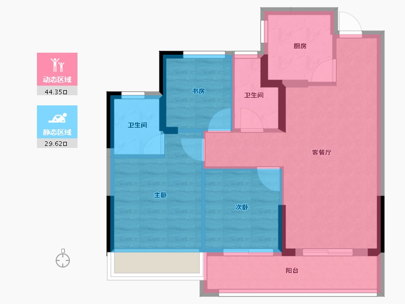 浙江省-嘉兴市-蓝城锦月园-65.74-户型库-动静分区