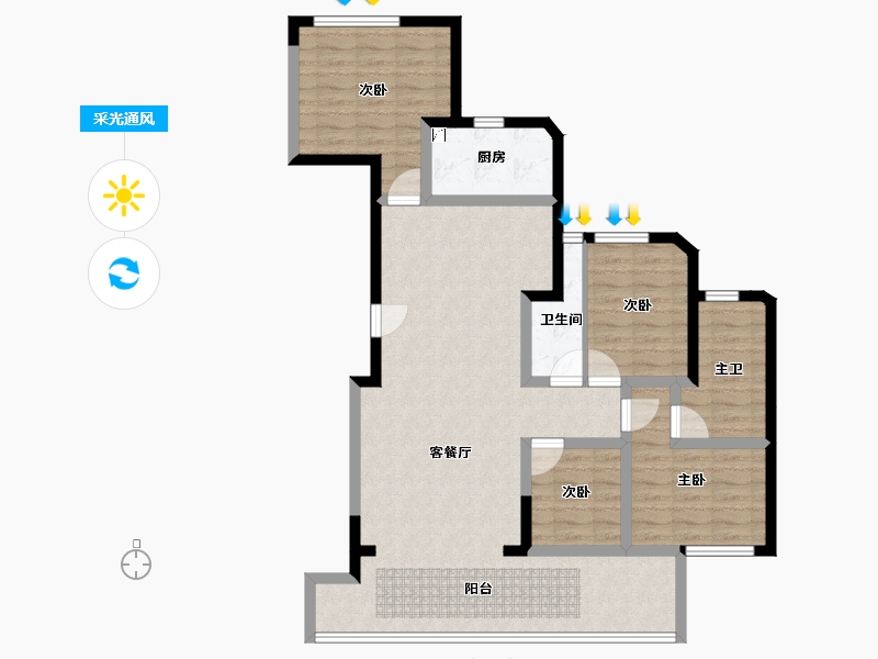 四川省-成都市-城投置地万科国宾蜀园芳菲苑-100.45-户型库-采光通风