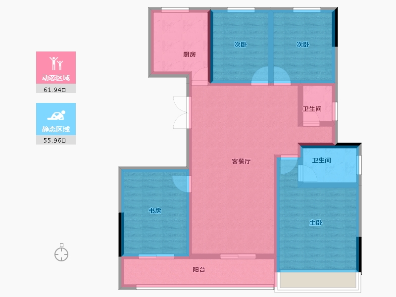 浙江省-杭州市-耦贤里-104.70-户型库-动静分区