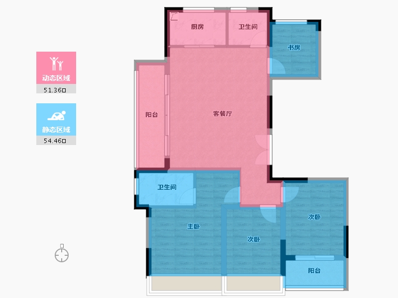 浙江省-嘉兴市-蓝城锦月园-94.56-户型库-动静分区