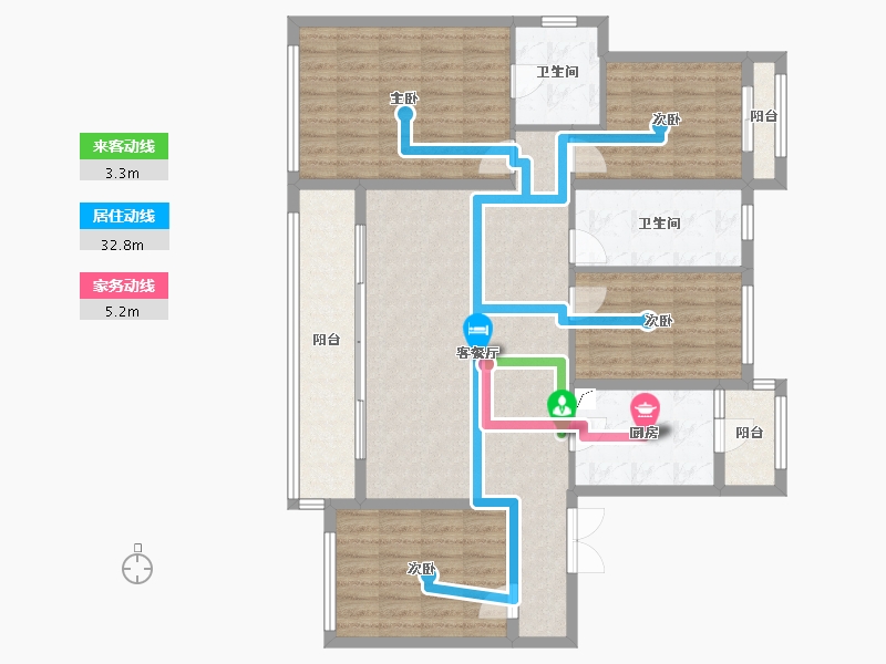 江苏省-扬州市-华纺·蜀冈锦宸-130.00-户型库-动静线