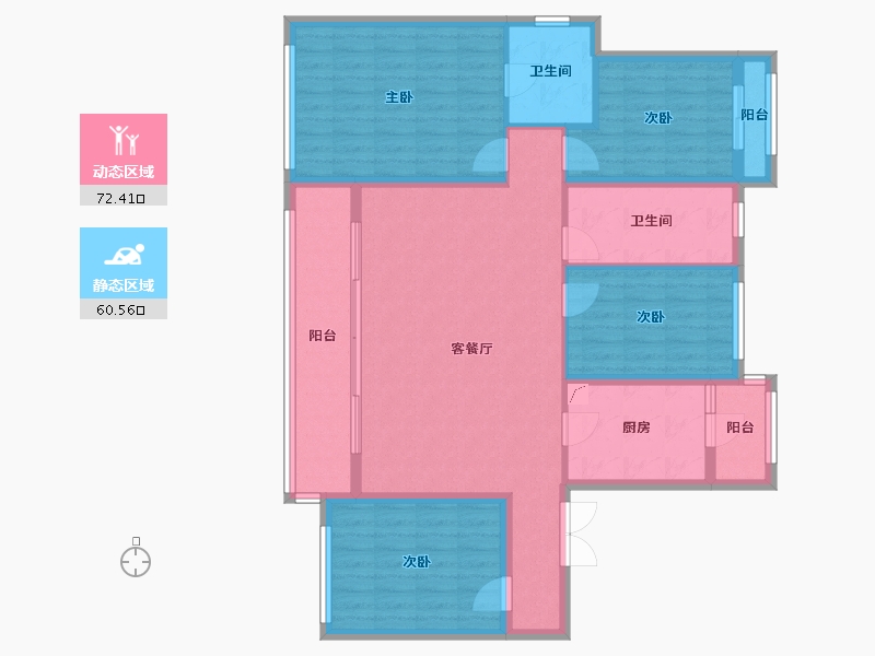 江苏省-扬州市-华纺·蜀冈锦宸-130.00-户型库-动静分区