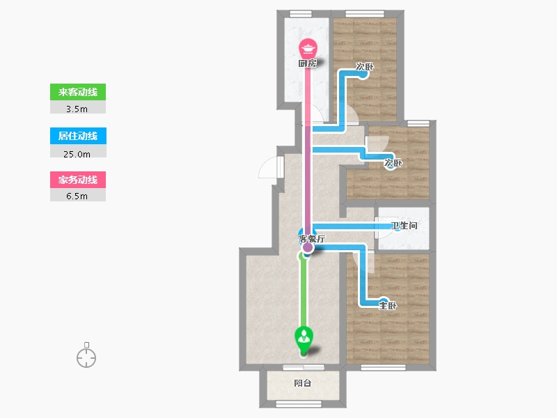 北京-北京市-南辛堡回迁房-65.00-户型库-动静线