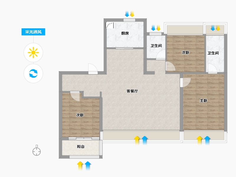 上海-上海市-建发观唐府-103.20-户型库-采光通风