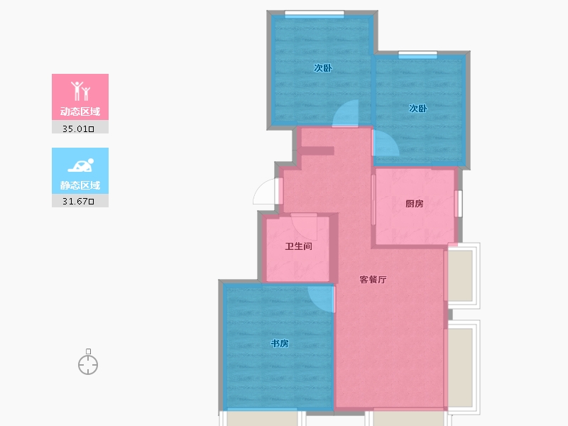 北京-北京市-春和印象-59.68-户型库-动静分区