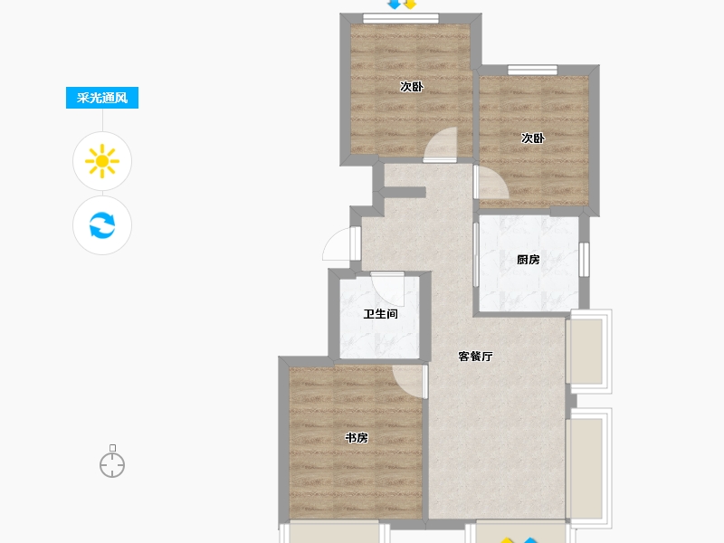 北京-北京市-春和印象-59.68-户型库-采光通风