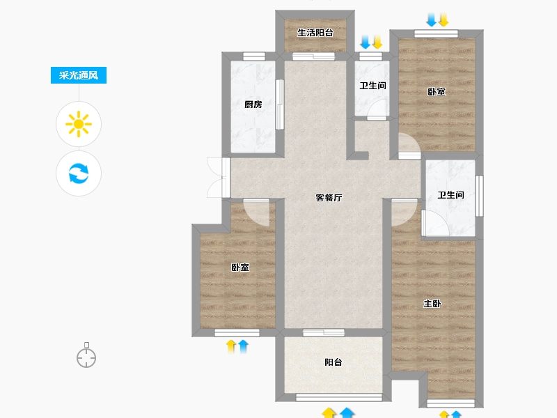 浙江省-湖州市-东港欣苑-69.98-户型库-采光通风