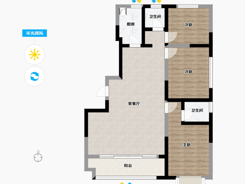 河北省-沧州市-百合丽湾-97.36-户型库-采光通风