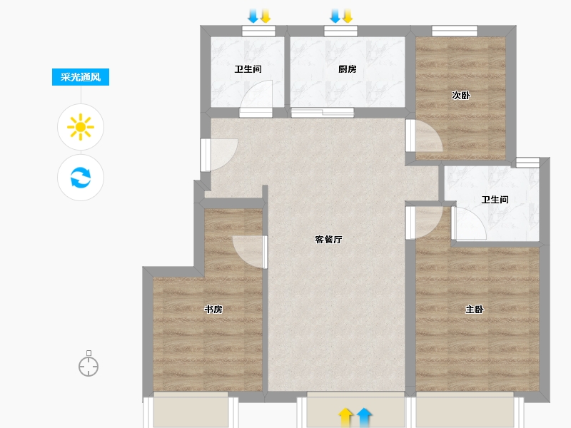 北京-北京市-春和印象-64.91-户型库-采光通风