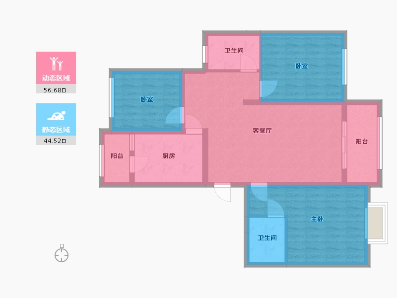 江苏省-无锡市-新安佳苑2期-90.00-户型库-动静分区