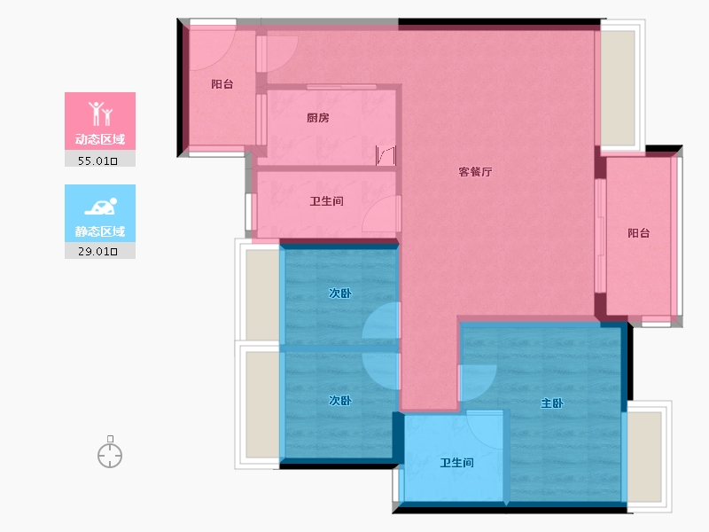 广东省-广州市-新世界·凯粤湾-74.90-户型库-动静分区