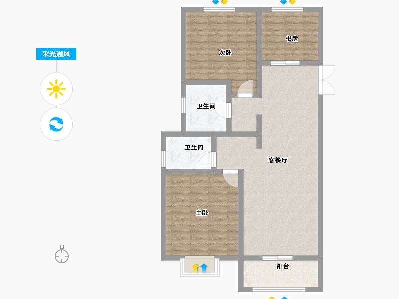 河北省-石家庄市-东胜紫御康城-91.49-户型库-采光通风