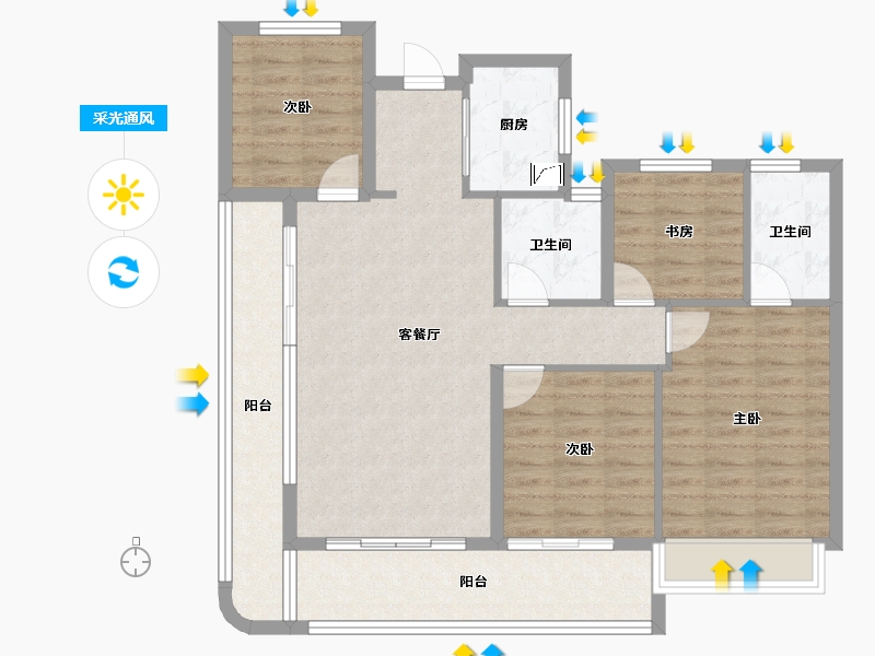 浙江省-嘉兴市-金茂上海之窗-101.55-户型库-采光通风