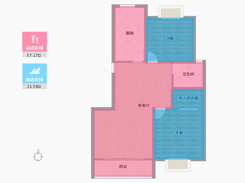 浙江省-杭州市-东新园新湖苑-79.81-户型库-动静分区