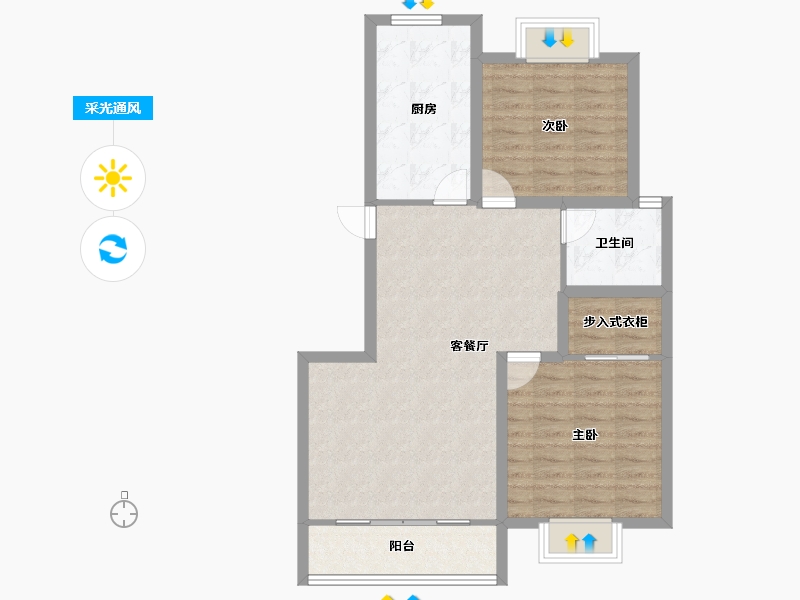 浙江省-杭州市-东新园新湖苑-79.81-户型库-采光通风