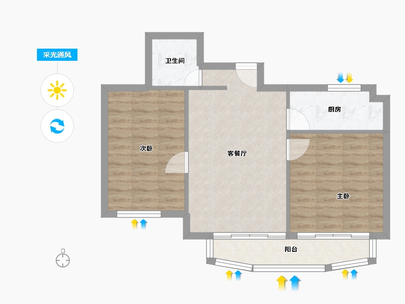 浙江省-杭州市-星河苑-59.04-户型库-采光通风